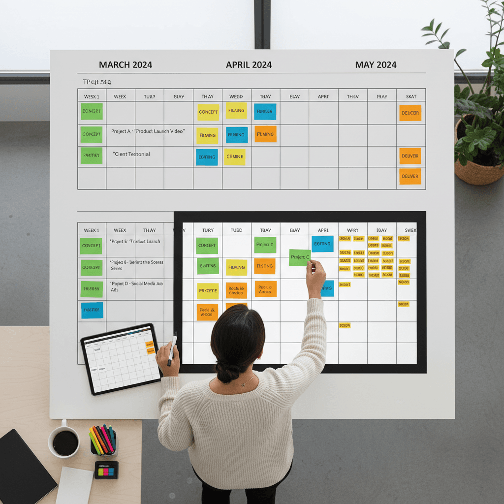 Monthly content production calendar