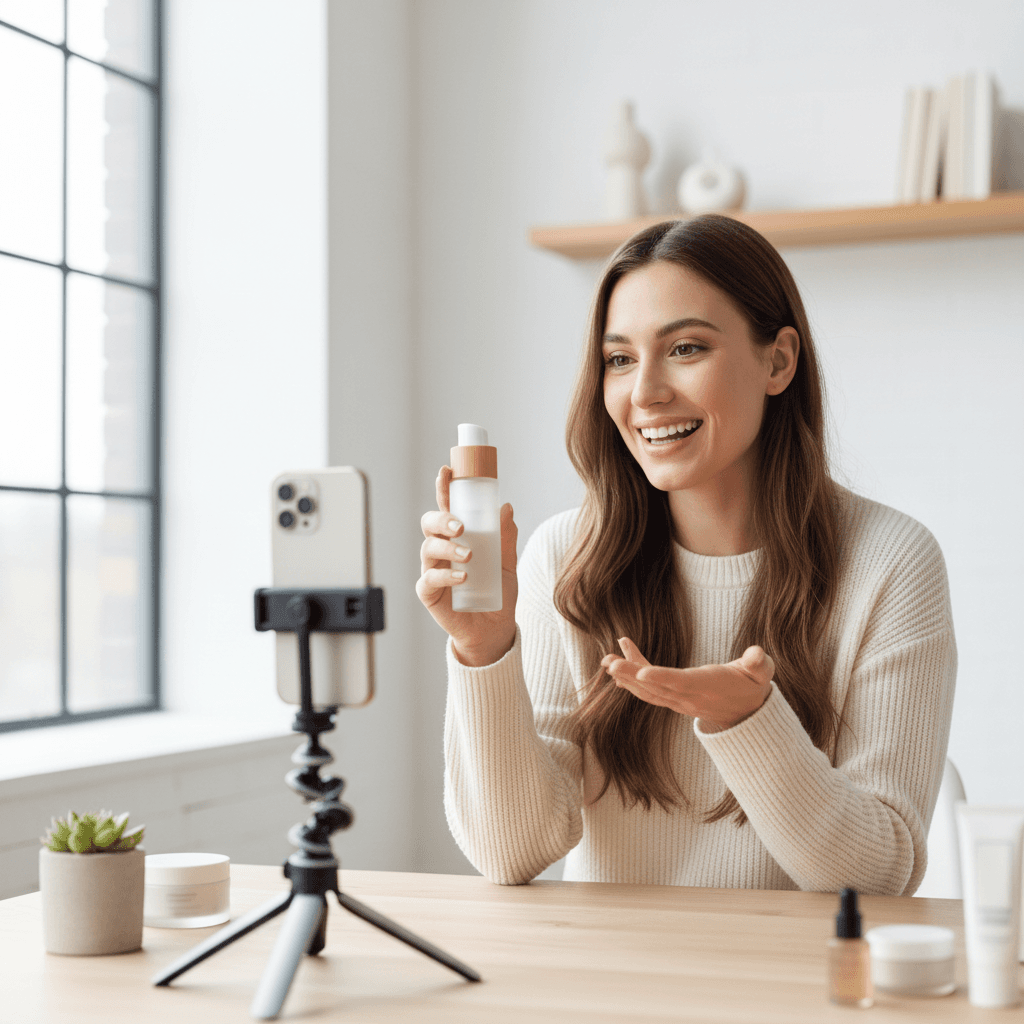 UGC creator recording product demonstration