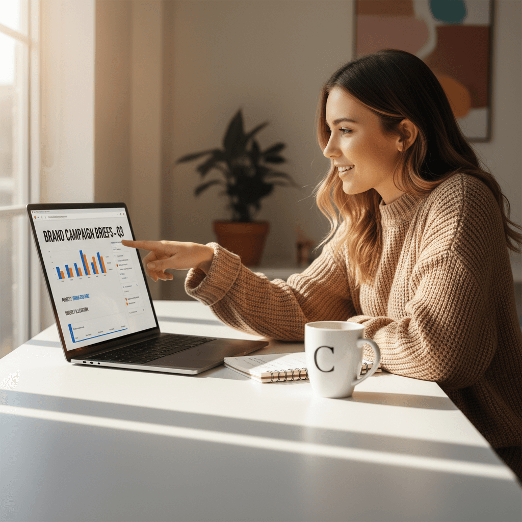 Creator reviewing brand briefs and campaign details