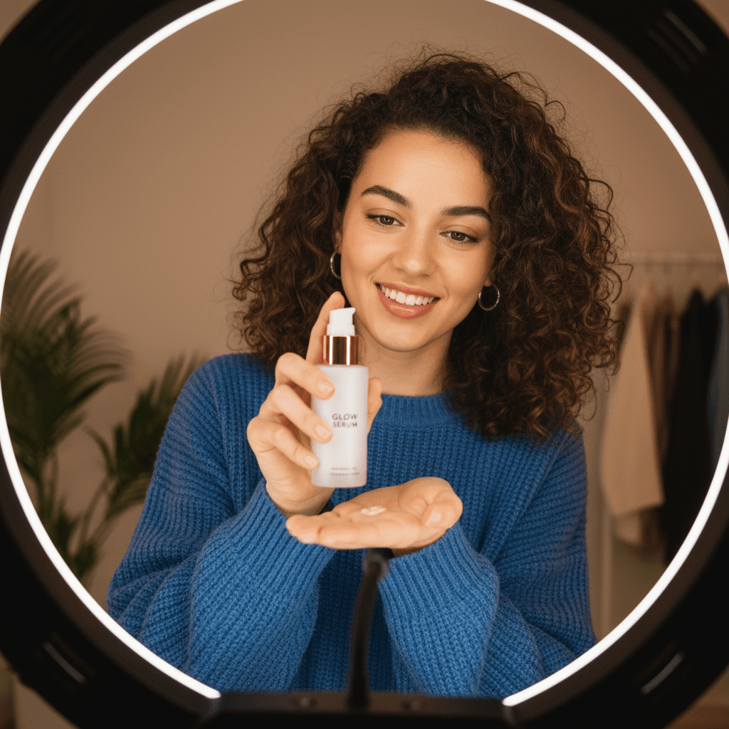 Creator filming authentic product demonstration UGC