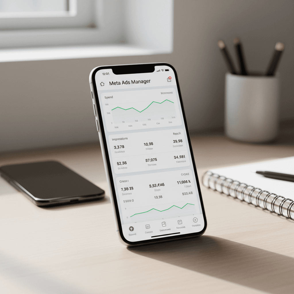 Performance marketing dashboard on mobile device