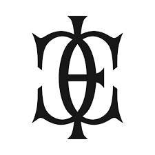 Symmetrical black monogram logo featuring stylized interlocking letters C, E, and a central T.