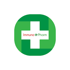 Green circular logo with a white cross and red and green text reading Immuno Pharm.