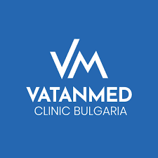 White Vatanmed Clinic Bulgaria logo with a stylized VM icon on a blue background.